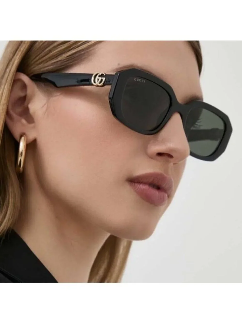 Gucci GG1535S 001 Geometric Sunglasses - Black
